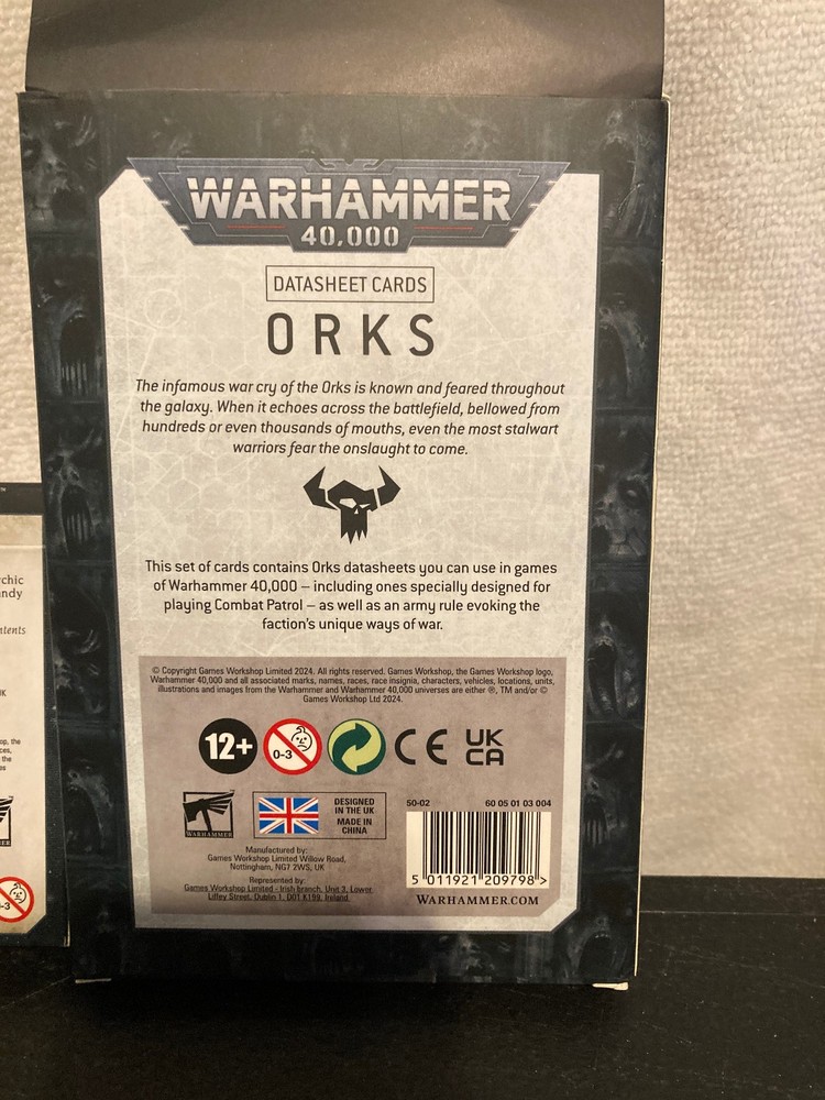 Warhammer 40,000 Datasheet Cards & Datacards - Orks 40K by Games Workshop