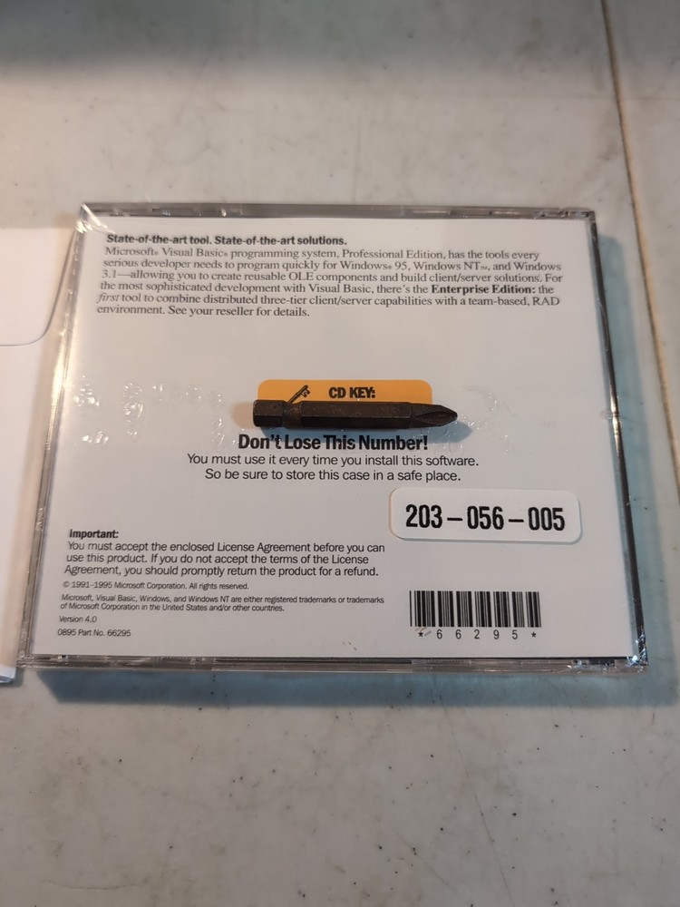 NEW* Microsoft Visual Basic 4.0 Enterprise Full Edition for Windows 3.1 95 NT