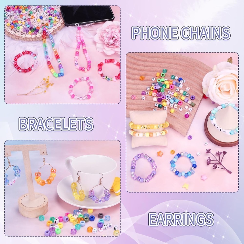 Craft Bracelet Kit - 4900pcs Beads & Elastic Strings