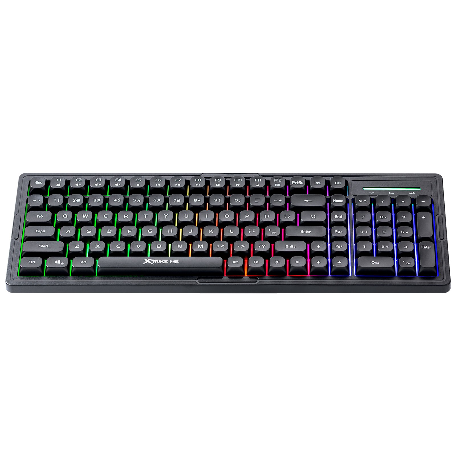 XTRIKE USB PC Wired Gaming Keyboard RGB Backlit 100-Key Silent Membrane Black