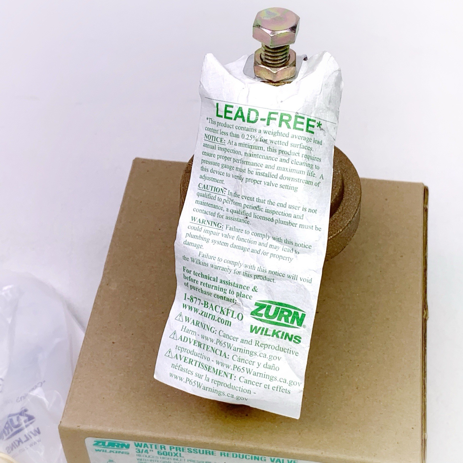 Zurn Wilkins 34-600XL 3/4" 600XLPressure Reducing Valve 0.75 Inch Lead Free NEW