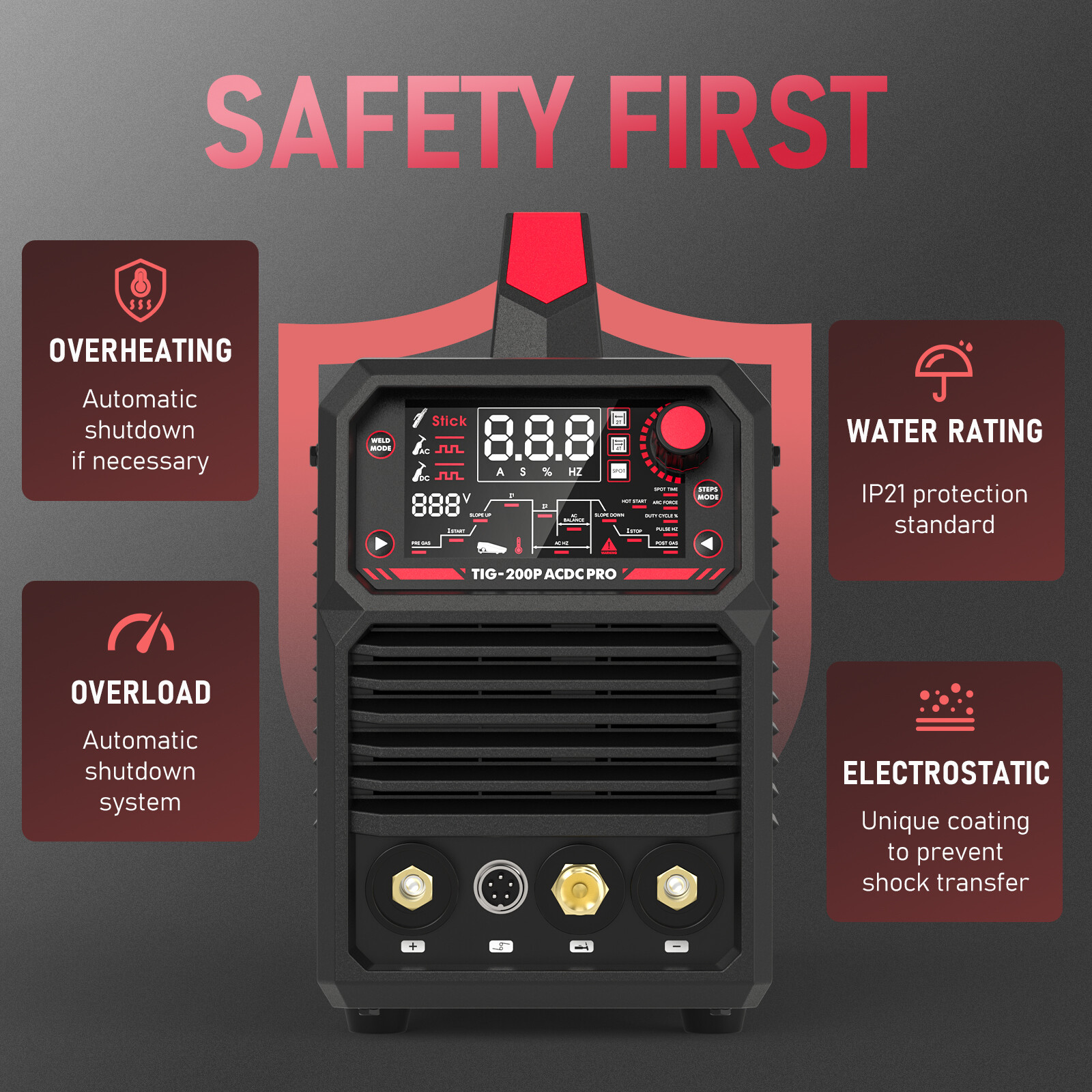 200A AC/DC Aluminum Tig Welder with Pulse, STICK/TIG 110/220V welding machine