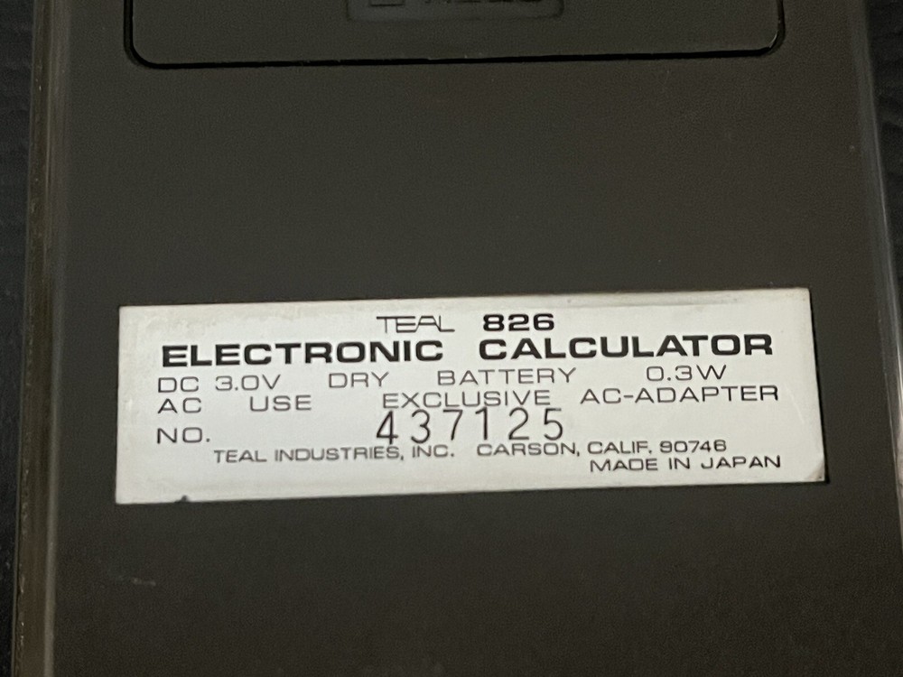 VTG TEAL 826 ELECTRONIC WORKING MATH STUDENT CALCULATOR