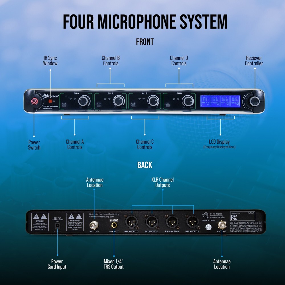 AVTronics Professional 200 Channel UHF Wireless Microphone System