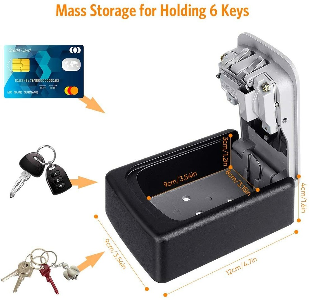 4 Digit Combination Key Lock Box Wall Mount Safe Security Storage Case Organizer