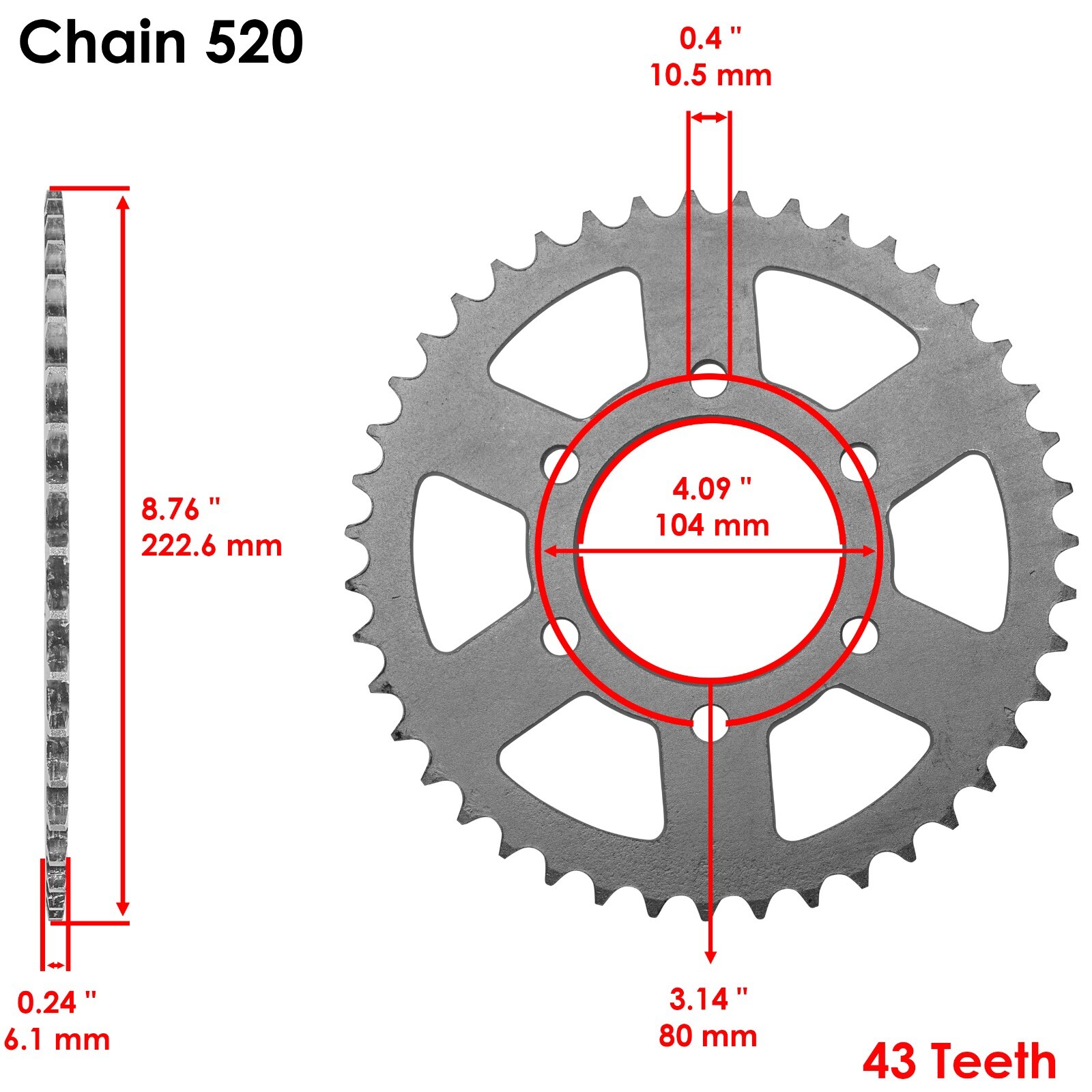 Drive Chain & Sprockets for Kawasaki ZX-6R Ninja ZX600 ZX636 2007 2008 2009-2016