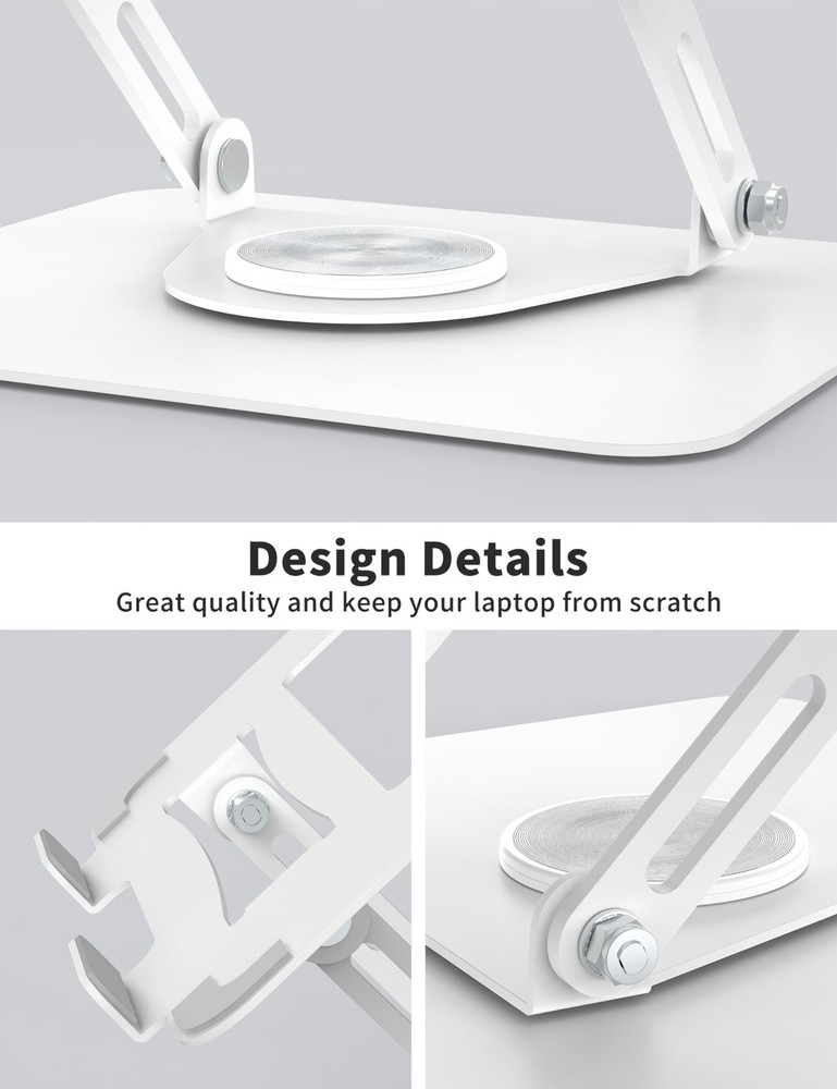 Laptop Stand for Desk with 360° Rotating Base, Multi-Angle Adjustable Laptop ...