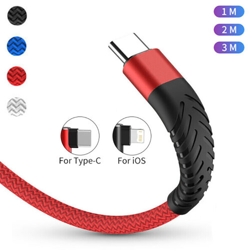 3/6/10FT Fast Charge USB Charger Cord & Data Sync Cable For iPhone Type C USB C
