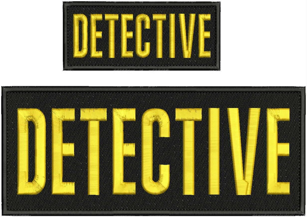 Detective embroidery patch 4X10 and 2x5 Gold LETTERS