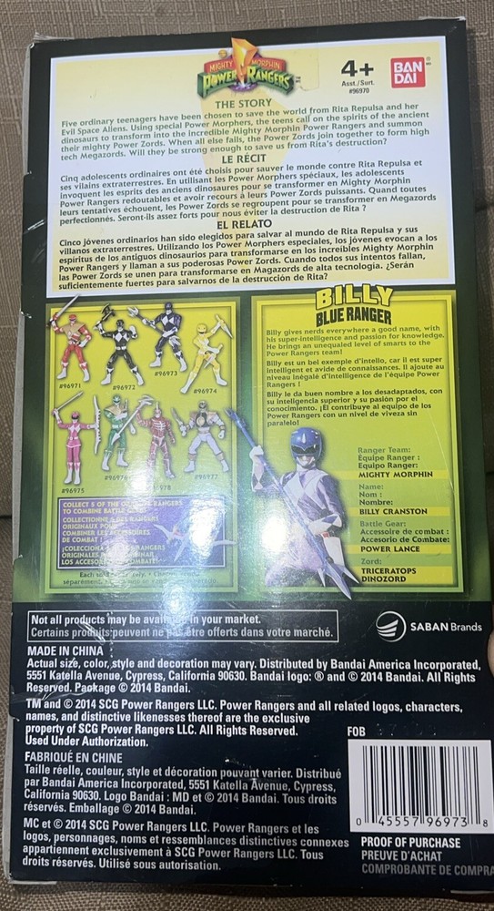 Billy Blue Ranger Mighty Morphin' Power Rangers 2015 Bandai NEW