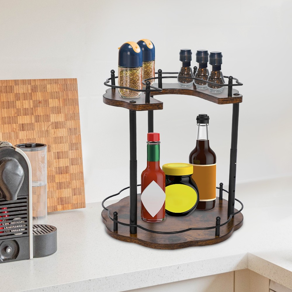 Spice Organizer Rack, Height Adjustable Rotating Spice Organization for Cabinet