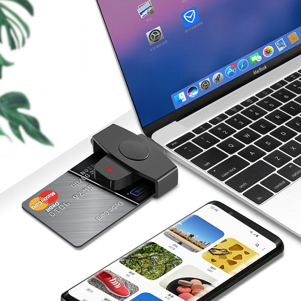 USB-C CAC DOD ID Credit Card Smart Card Reader Sim Card Cloner Type C Adapter E