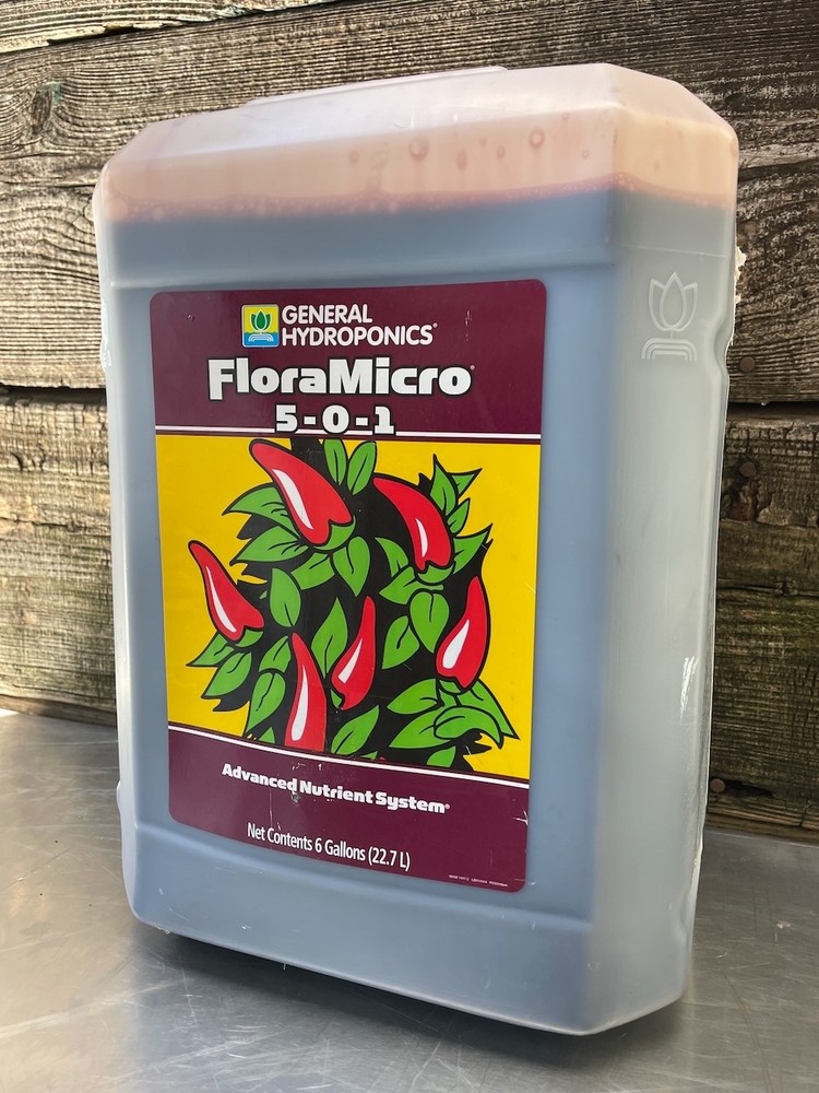General Hydroponics FloraMirco Liquid Fertilizer Nutrients Solution 6 Gallons