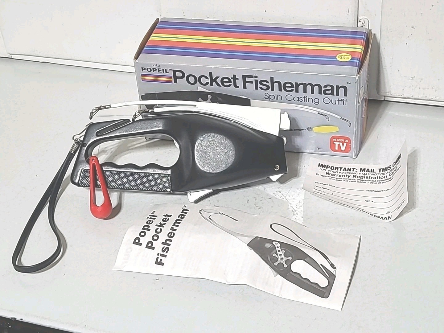 Ron Popeil Black Pocket Fisherman 1995 by Ronco USA MADE Spin Casting Outfit