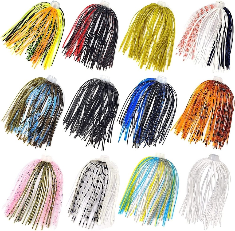 Fishing Silicone Skirts 12pcs Replacement for Spinnerbaits Buzzbaits Jigs