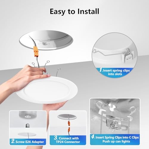 LED Recessed Light 6Inch, Can Lighting Color Selectable 6in-24pack White
