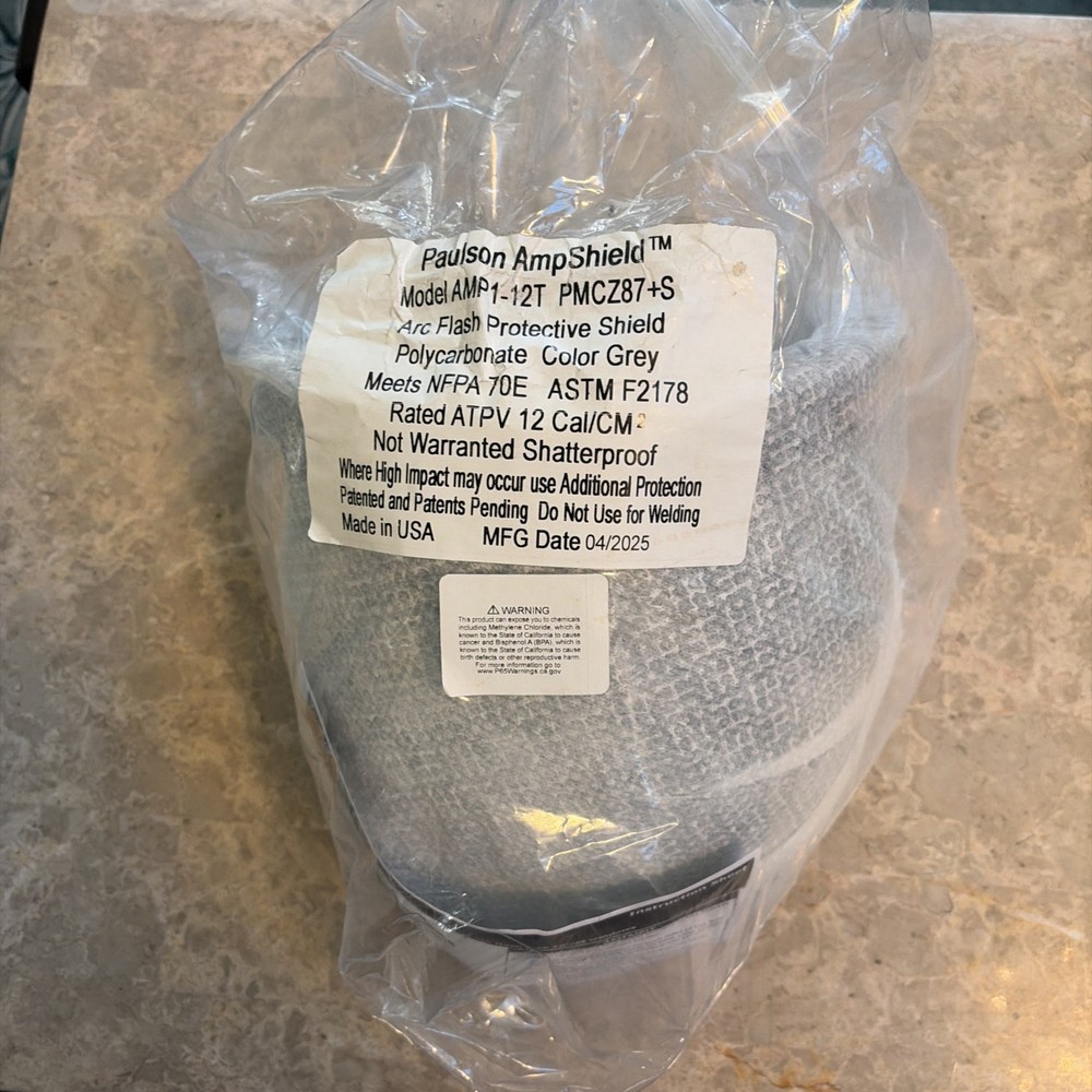 Paulson AmpShield Model AMP1-12-HTS Arc Flash Protective Shield, Polycarbonate,
