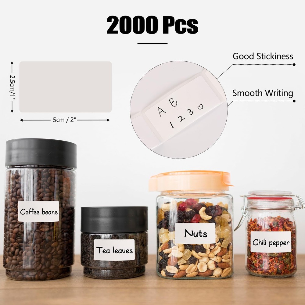 2000 Pcs Removable Freezer Labels, 1" x 2" Blank Label x 2", White