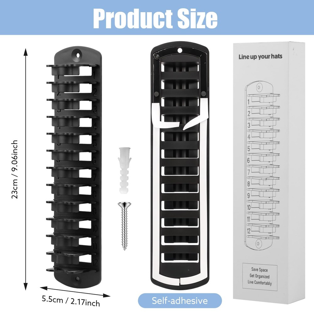 Dntorx Hat Organizer for Baseball Caps, 1 Pack Rack 1 Pack, Black