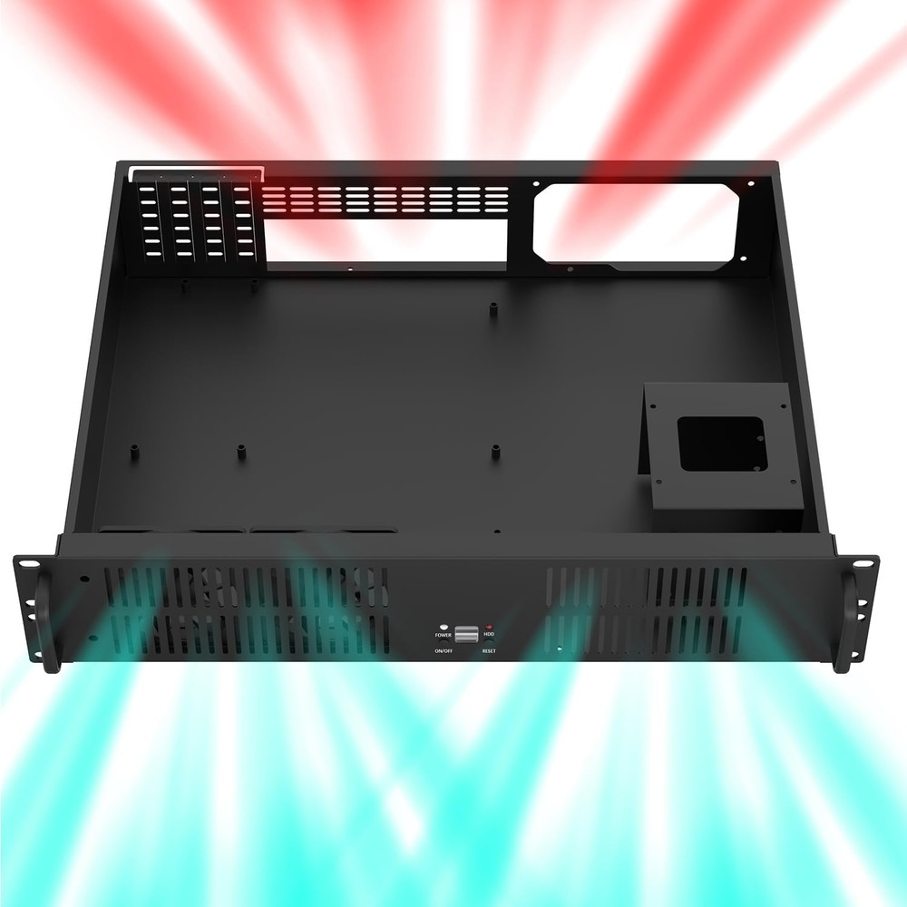 Compact 2U Micro ATX Rackmount Chassis for 3 HDDs & 1 SSD, USB Supported