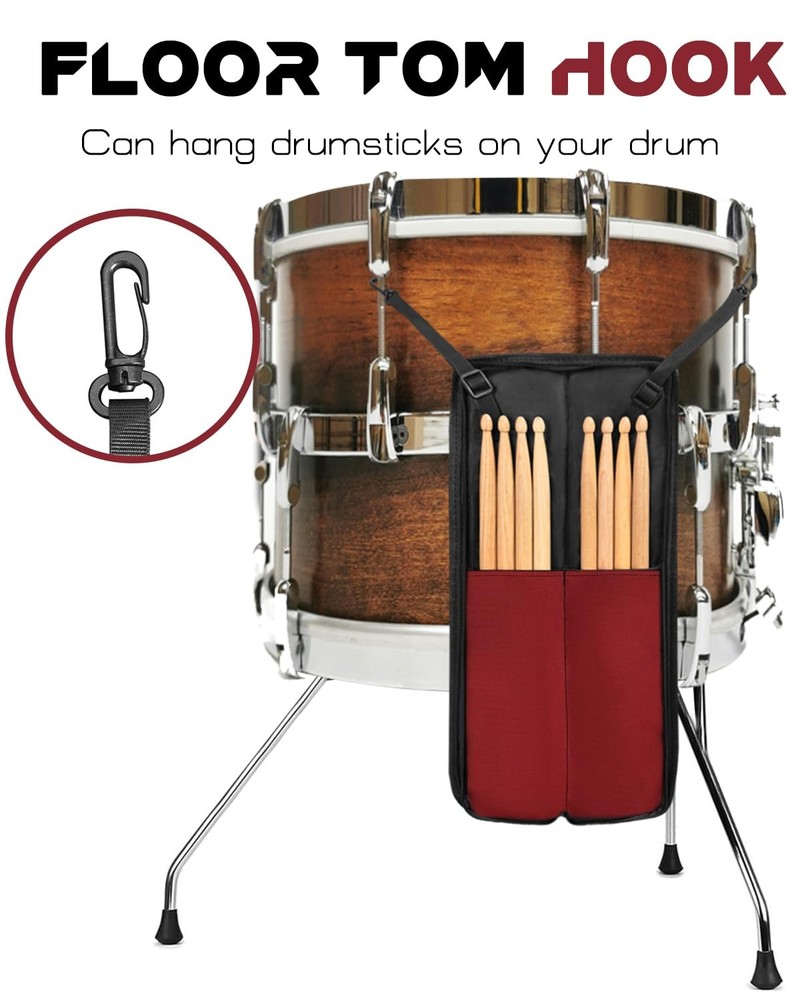 Drumstick Bag Small Storage Case Hanging Rack Dark Red Accessory
