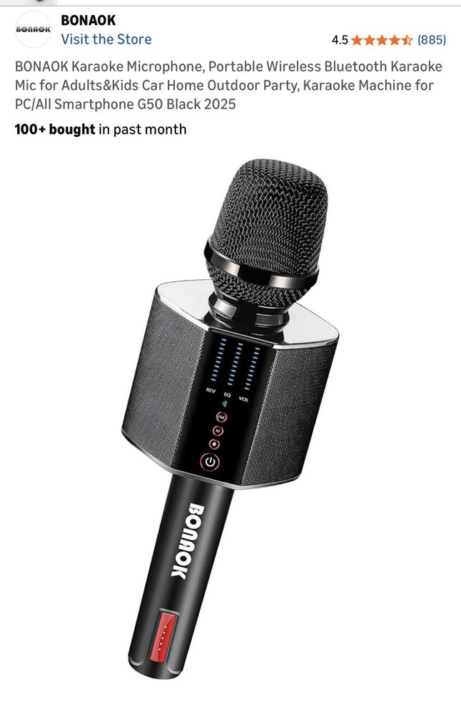 BONAOK Professional Wireless Bluetooth Karaoke Microphone with Case