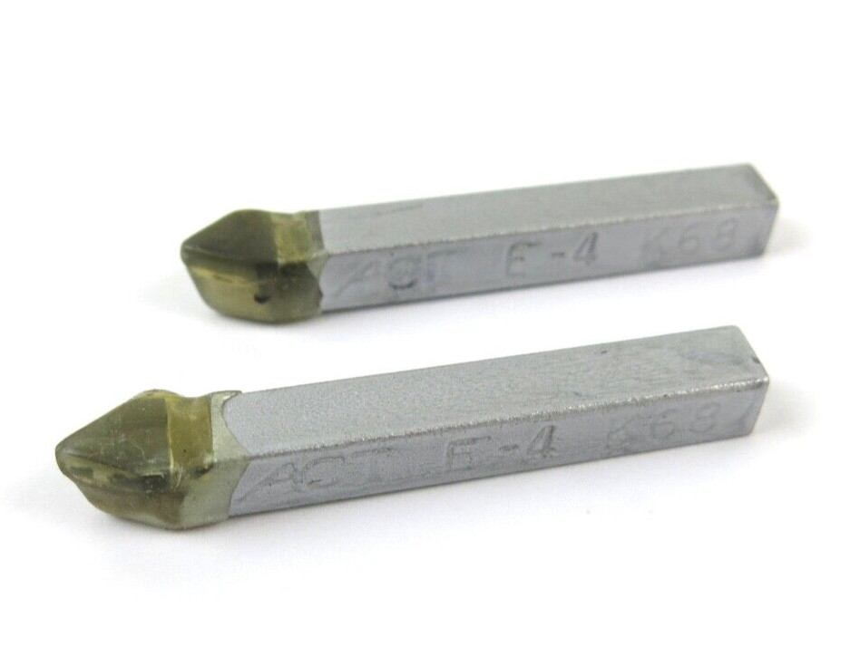 2pcs ACT E-4 K68 Grade Carbide Brazed Lathe Tool Bits 60° Point 1/4" Shank