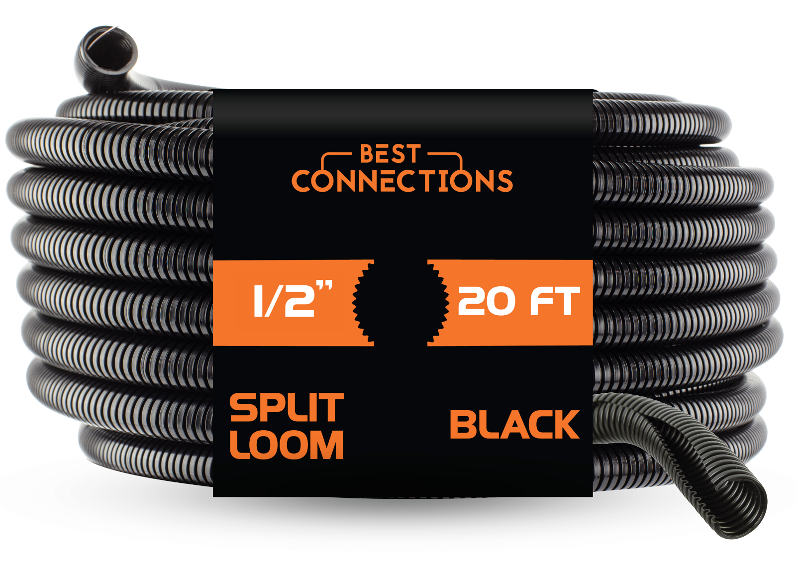 BEST CONNECTIONS Split Wire Loom (Various Lengths & Sizes) Convoluted Tubing