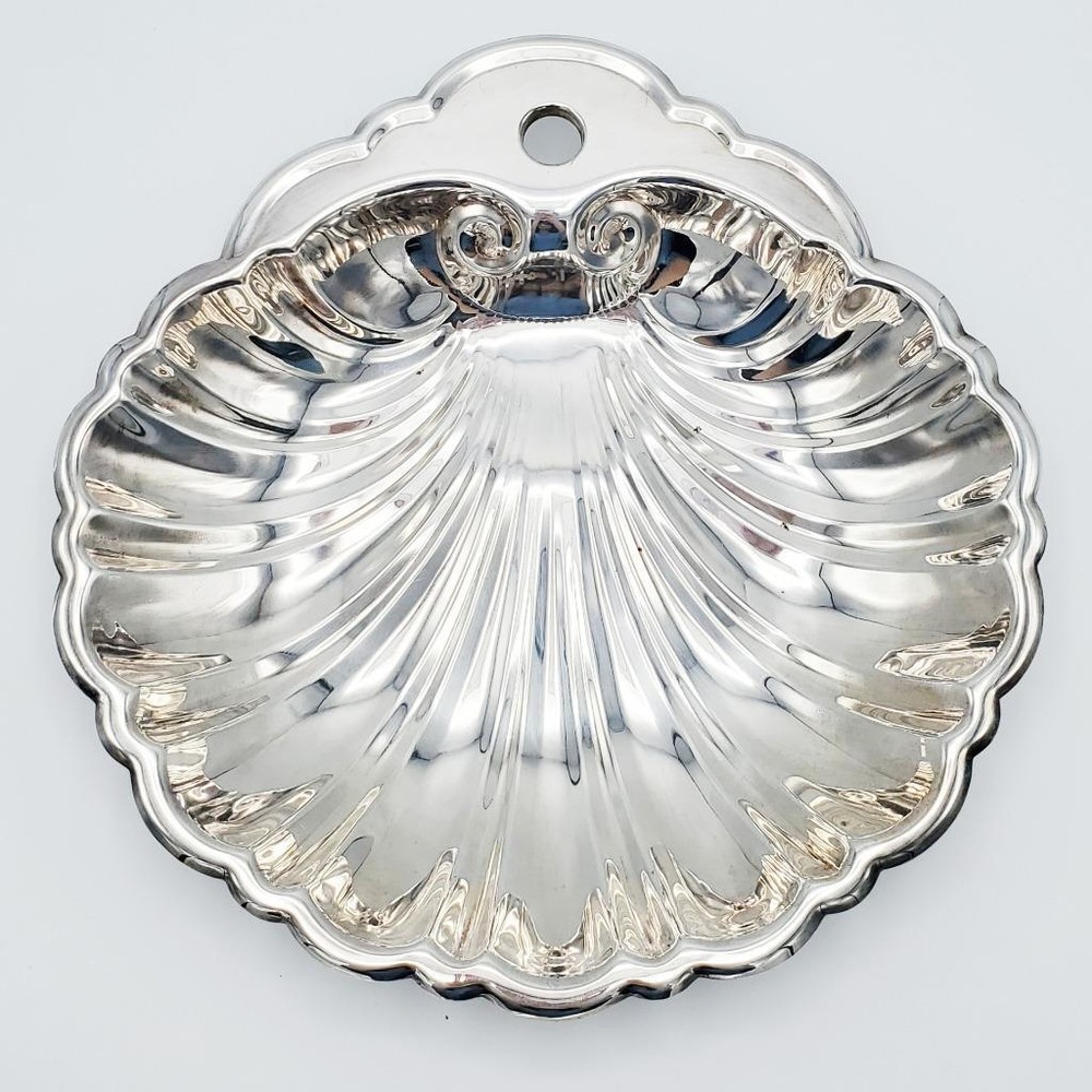 Silver Plated Shell Bowl Seafood Dish 11"