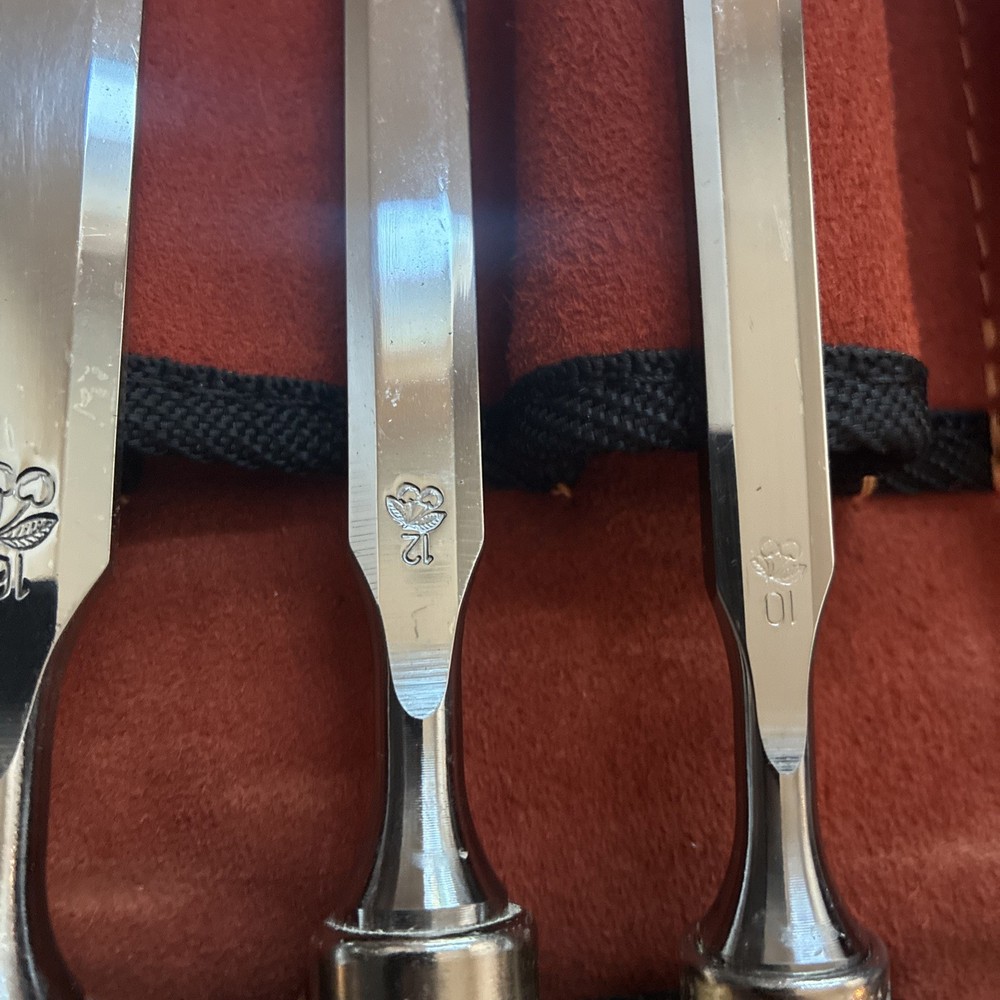 Kirschen Two Cherries 6pc Bevel Edged Chisel Set W/leather Case Made in Germany