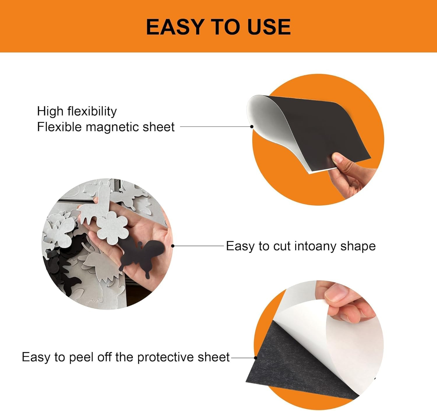 Magnetic Sheets with Adhesive Backing - Easy to Cut Magnet Sheet for Photos, Sti