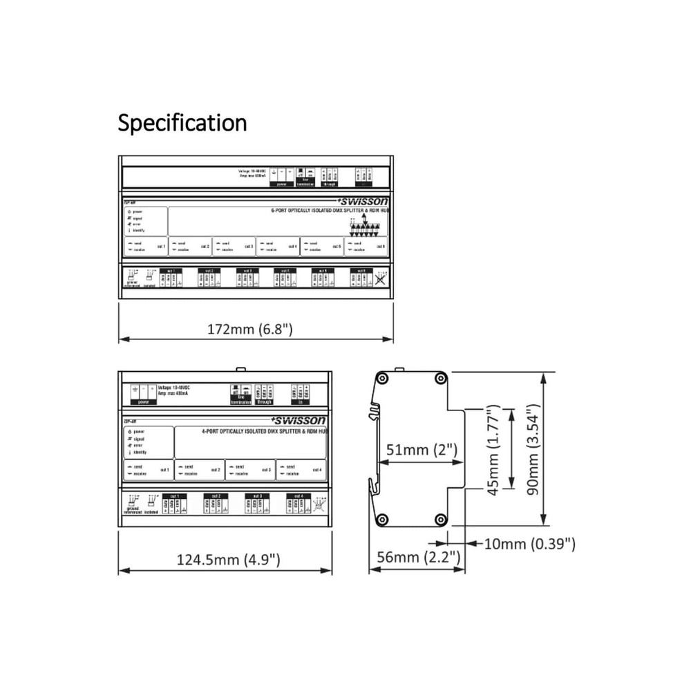 Swisson ISP DMX RDM Splitter /Booster ISP-6R-TERM (Open Box)