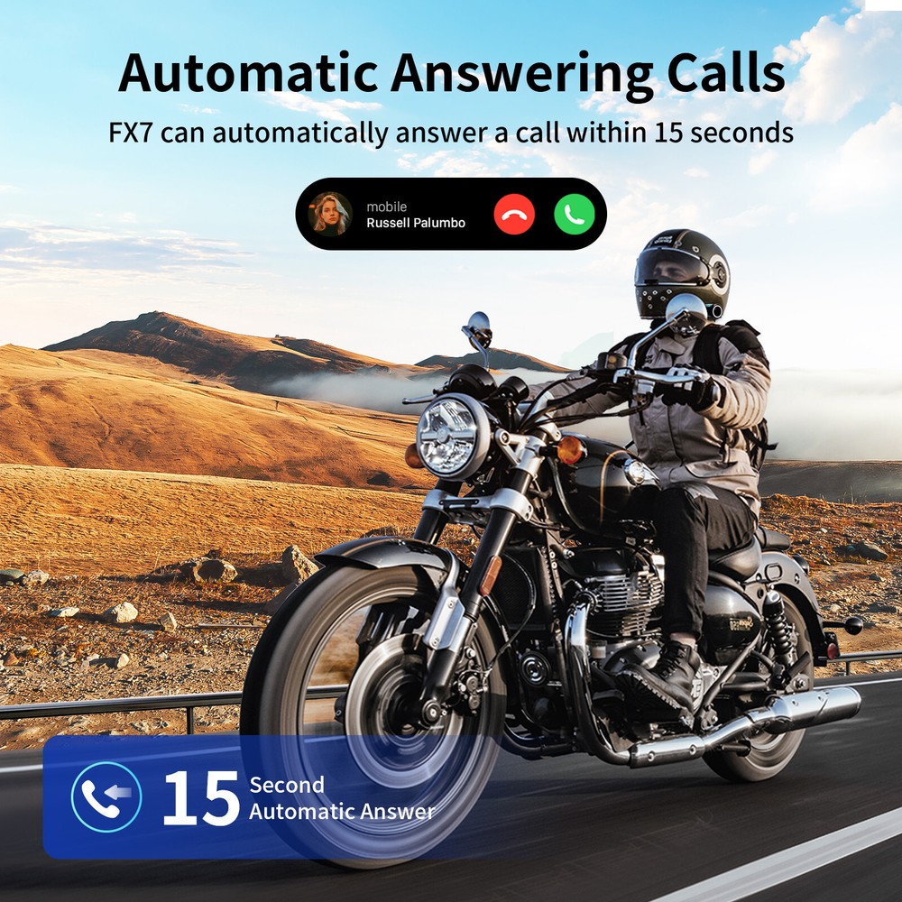 2000m 10 Riders FX7 Motorcycle Intercom Headset Bluetooth Helmet Communication
