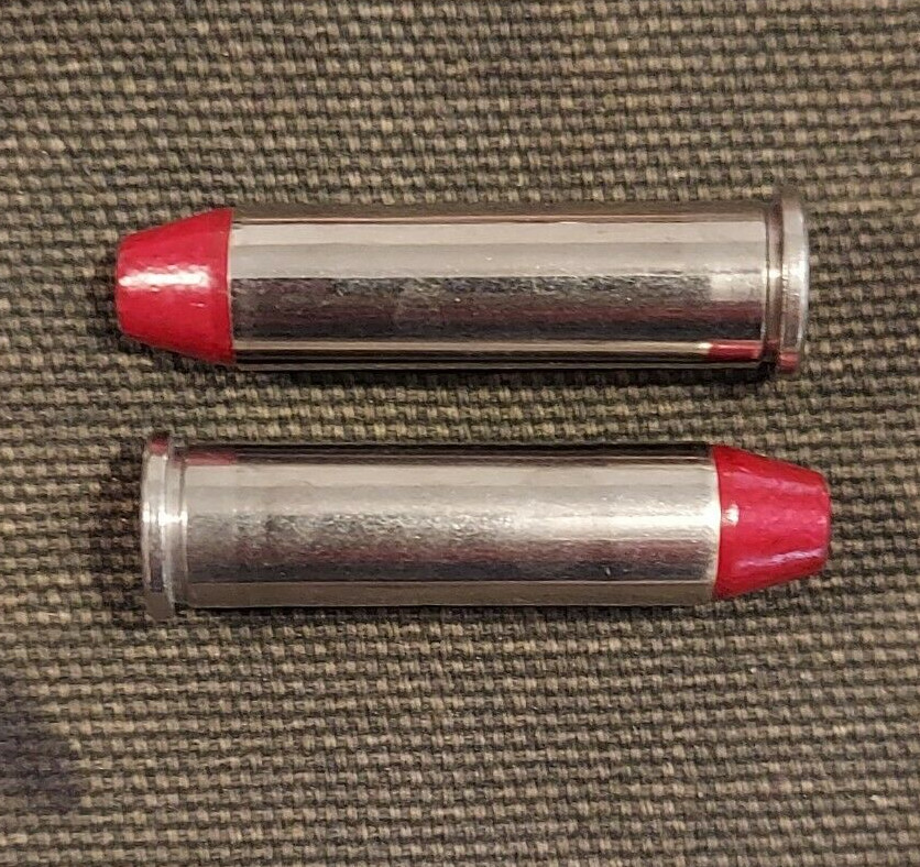 357 MAGNUM SNAP CAPS SET OF 6, NICKEL AND RED, REAL 125gr WEIGHT!!!