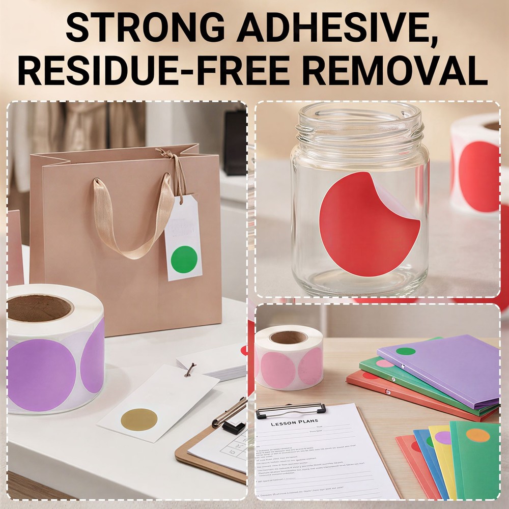 300Pcs Colored Dot Thermal Labels (Brown, 4 Inch)