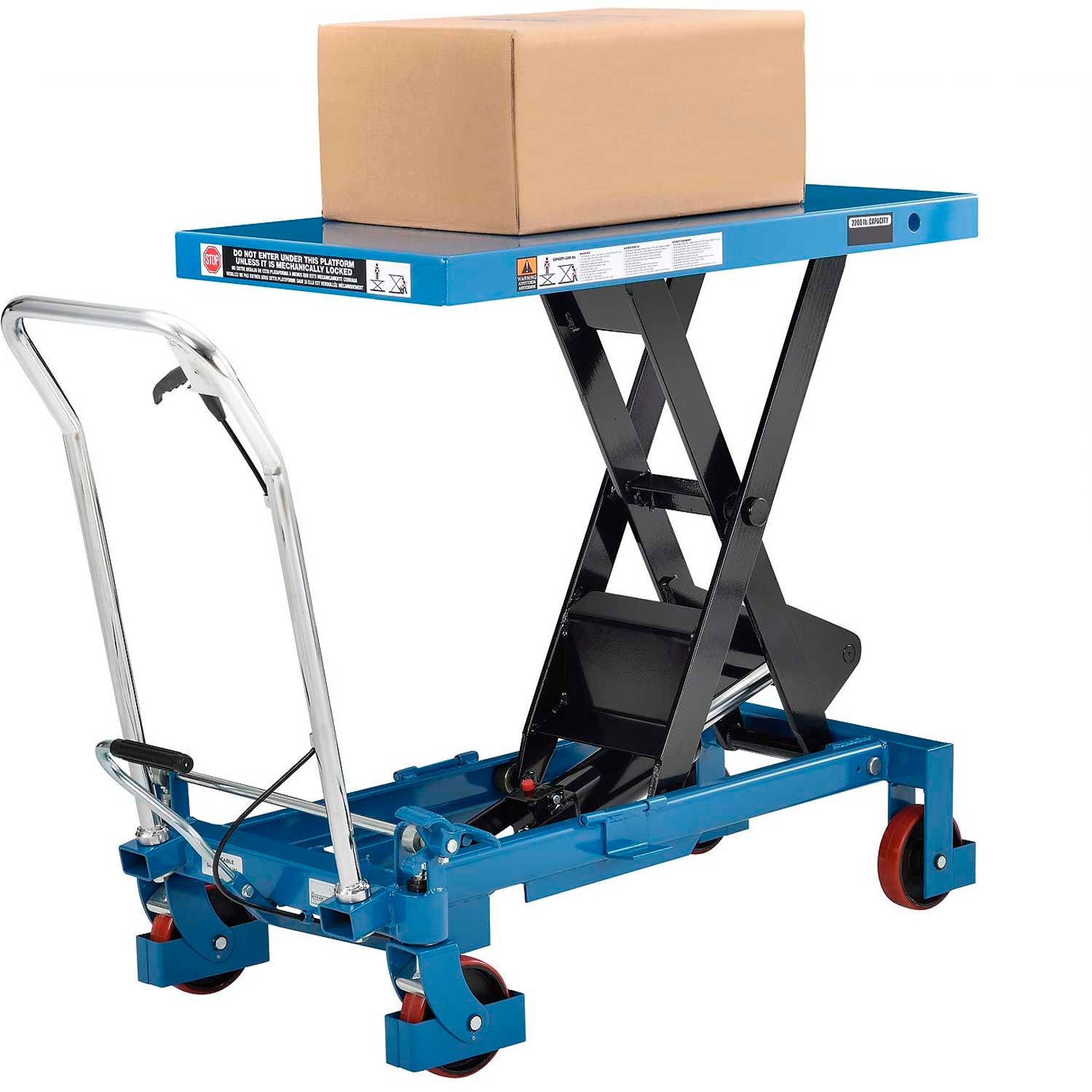 2200 Lb. Capacity Mobile Heavy Duty Scissor Lift Table 40 x 20 Platform