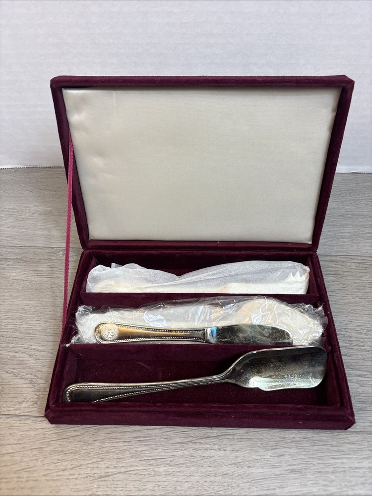 Vintage Goi2 Godinger Appetizer Serving Set Velvet Box Silverplate Lot Of 4
