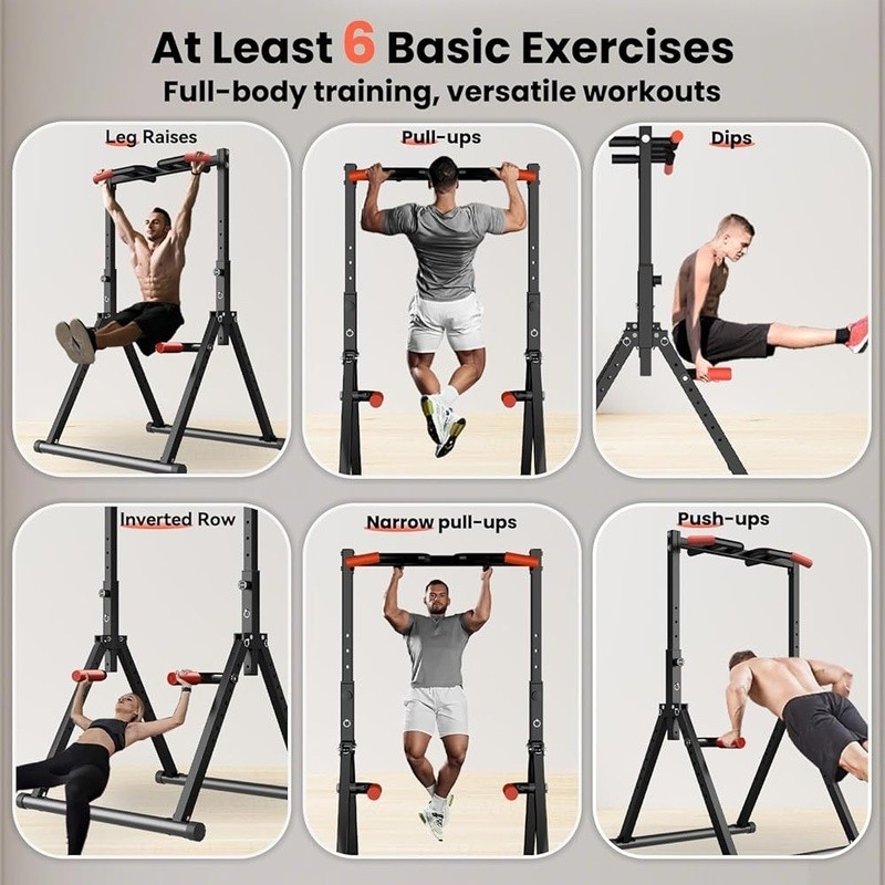 Adjustable Heavy Duty Pull Up Bar Station Foldable Dip Exercise Equipment New