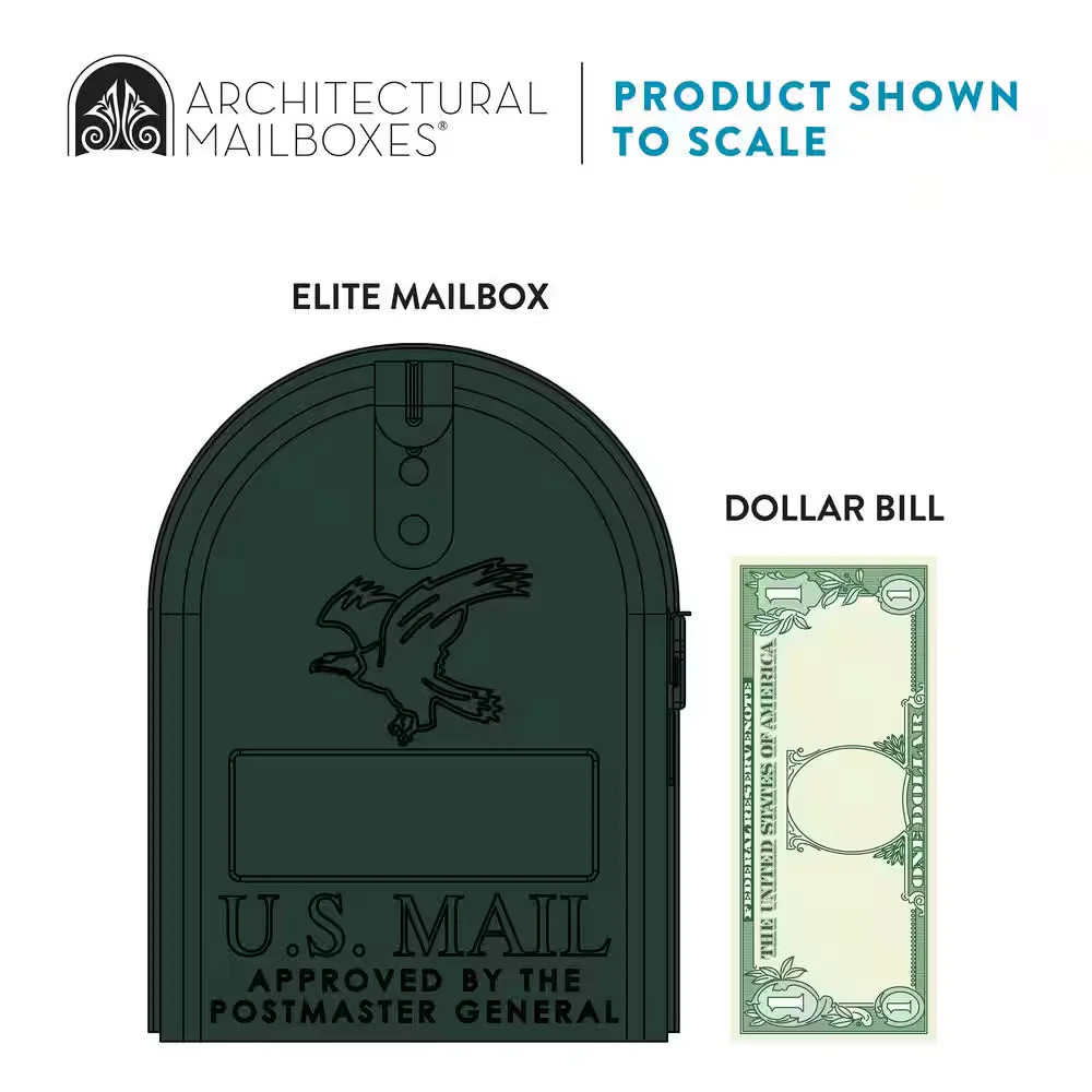 Elite Green, Medium, Steel, Post Mount Mailbox