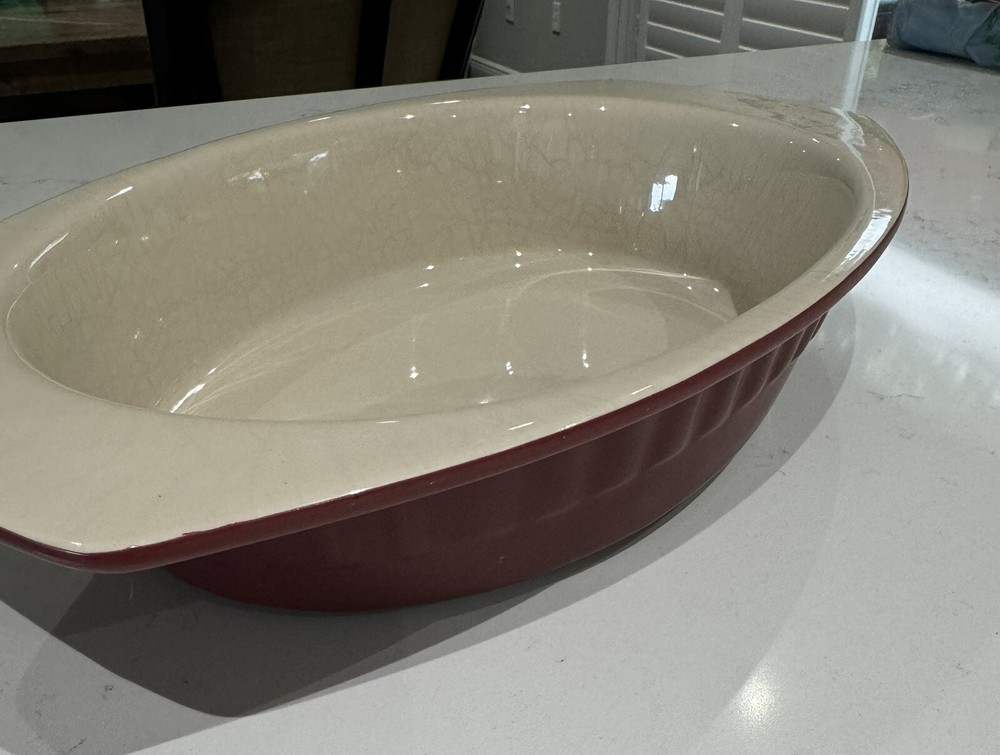 KitchenAid Red Cranberry 2 Quart Stoneware Bakeware Casserole Dish Baking Pan