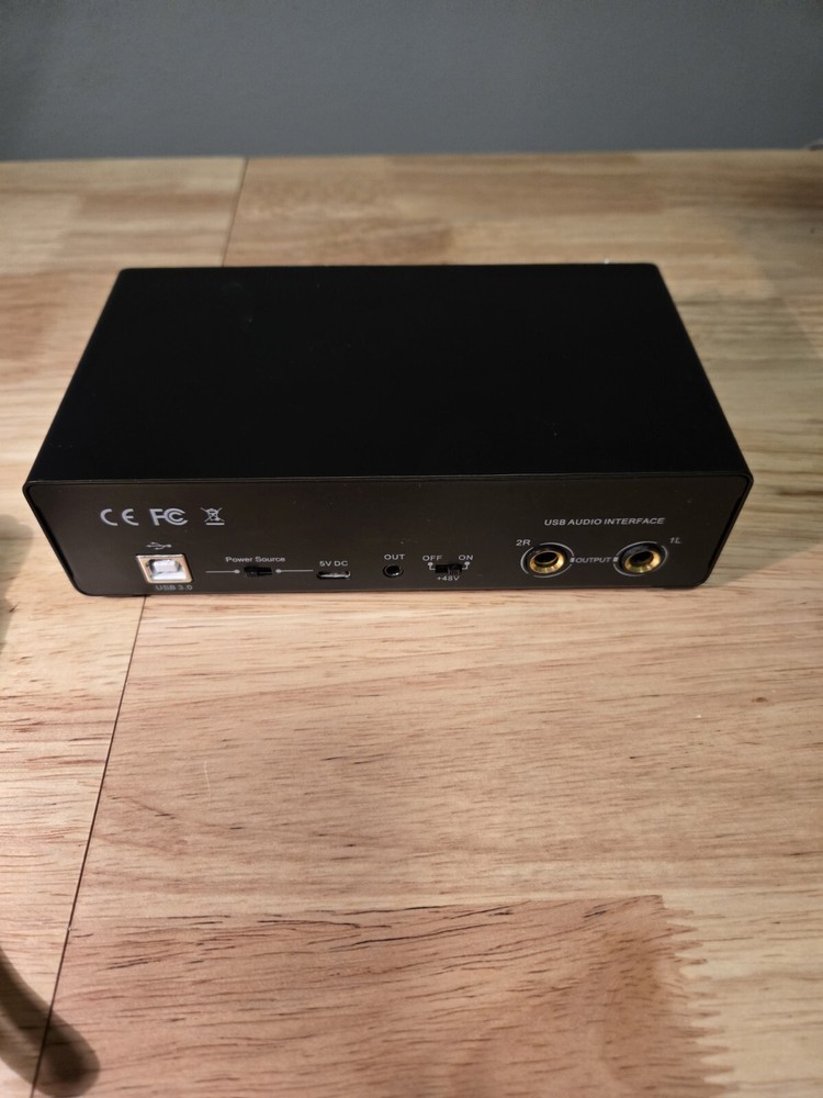 Audio Interface RHM 2 In 2 Out USB Audio Interface with 48V Phantom Power Tested