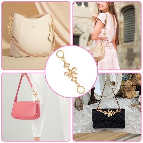 2 Pcs Bag Extender Chains Bow Pattern Purse Extender Chain Replacement Metal