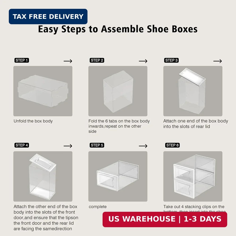 SEE SPRING 12 Pack Shoe Storage Box, Clear Plastic Stackable Shoe Organizer for