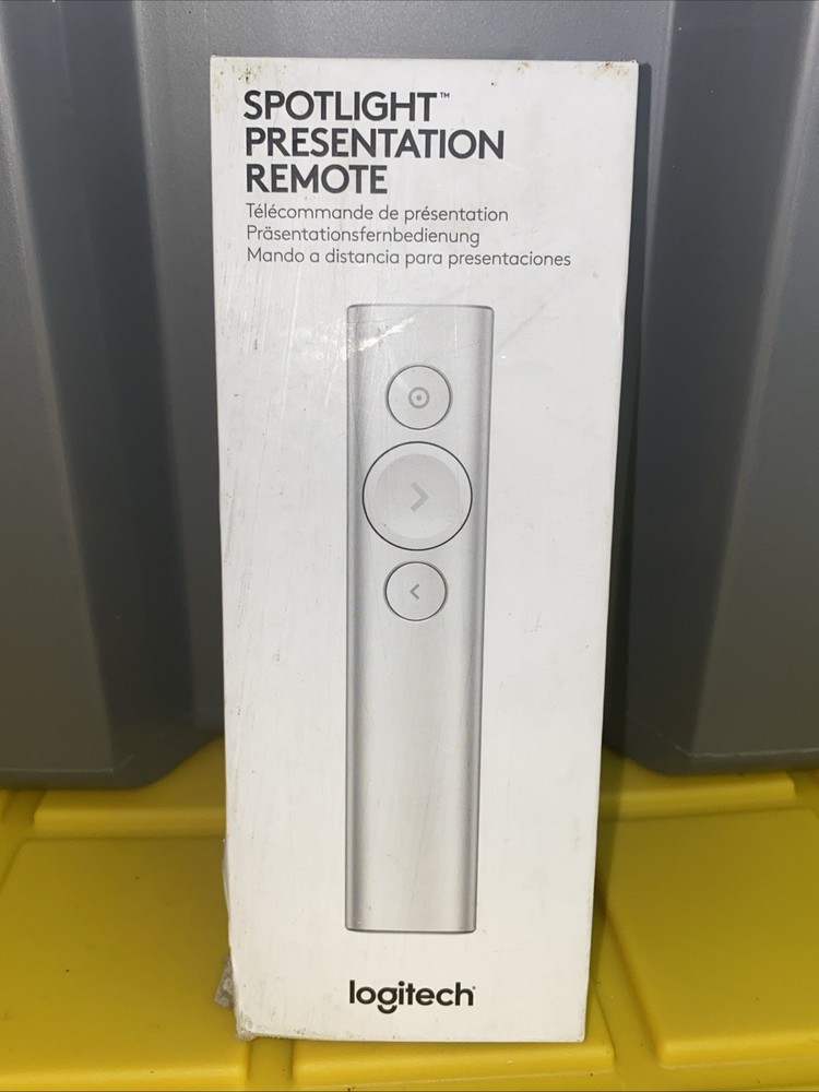 Logitech Spotlight Presentation Remote Silver -Box Damage- See Pics