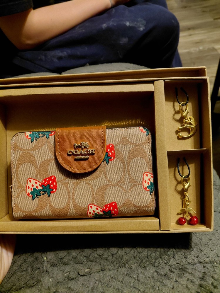 Coach Strawberry Wallet And Charm Set
