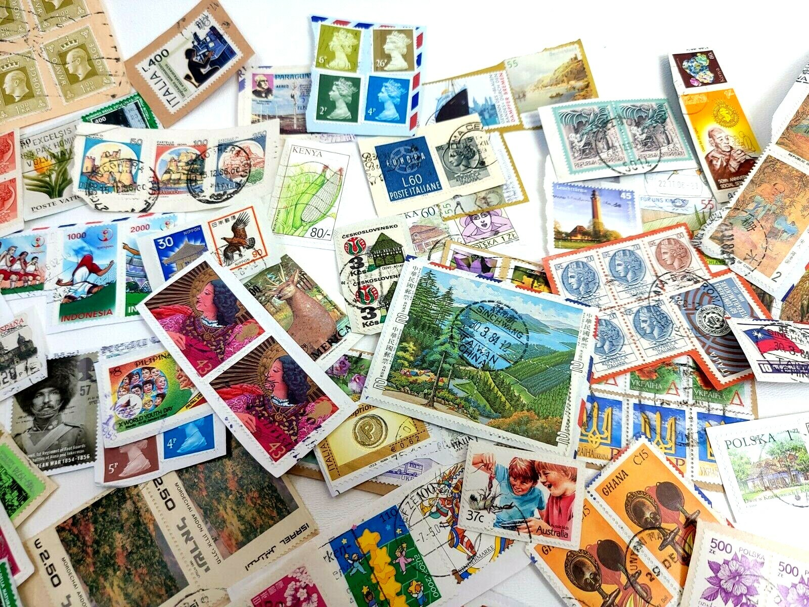 QUARTER POUND of FOREIGN Stamp KILOWARE Mix ON Paper