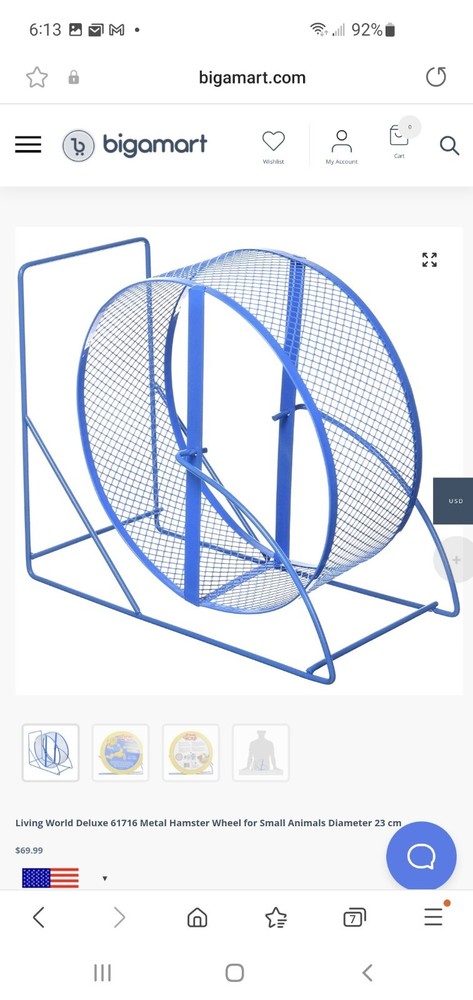 Rodent Exercise Wheel Metal Mesh Large 9" Size