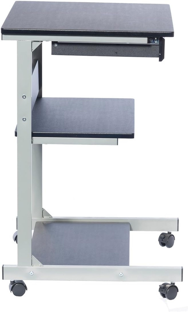 , Portable Computer Desk, Workstation, Stand with Printer Shelf, Rolling Laptop