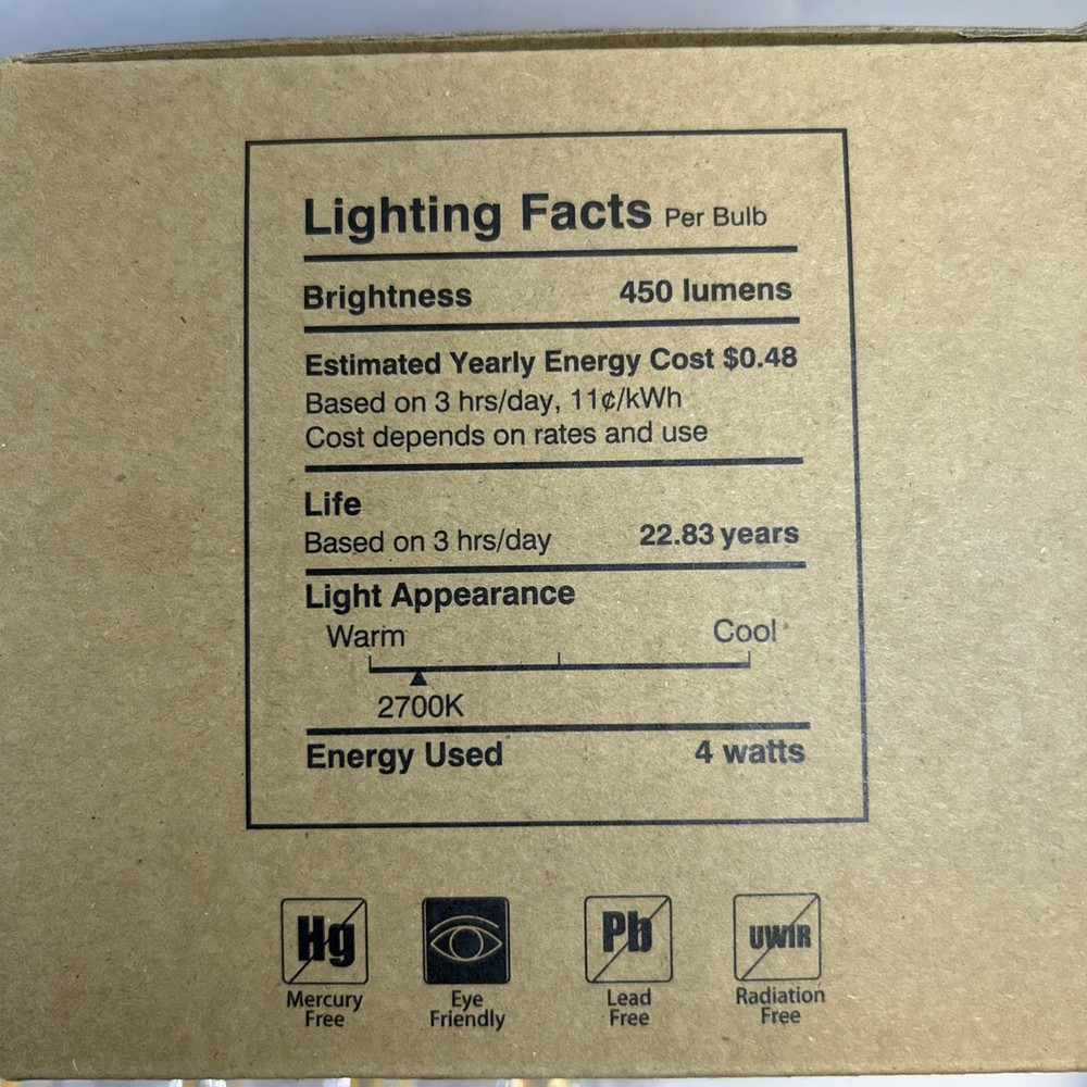 12 Pack Dimmable E12 Candle Light Bulbs LED 4W Candelabra Bulb