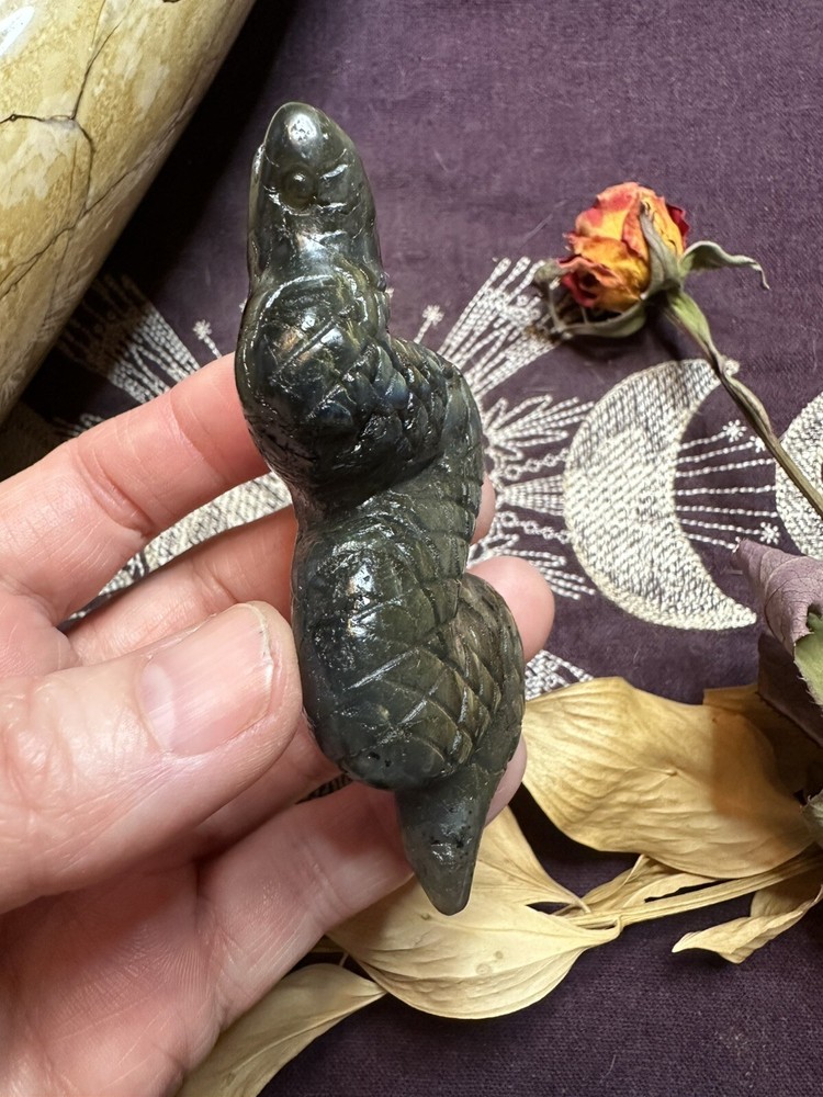 Labradorite Snake Carving, Natural Crystal
